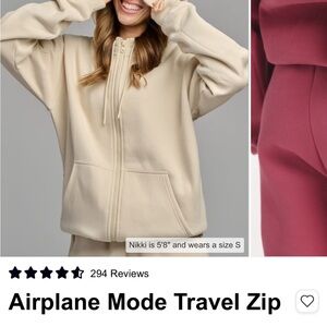 Comfrt Viral Airplane Mode Travel Zip Hoodie - Bone